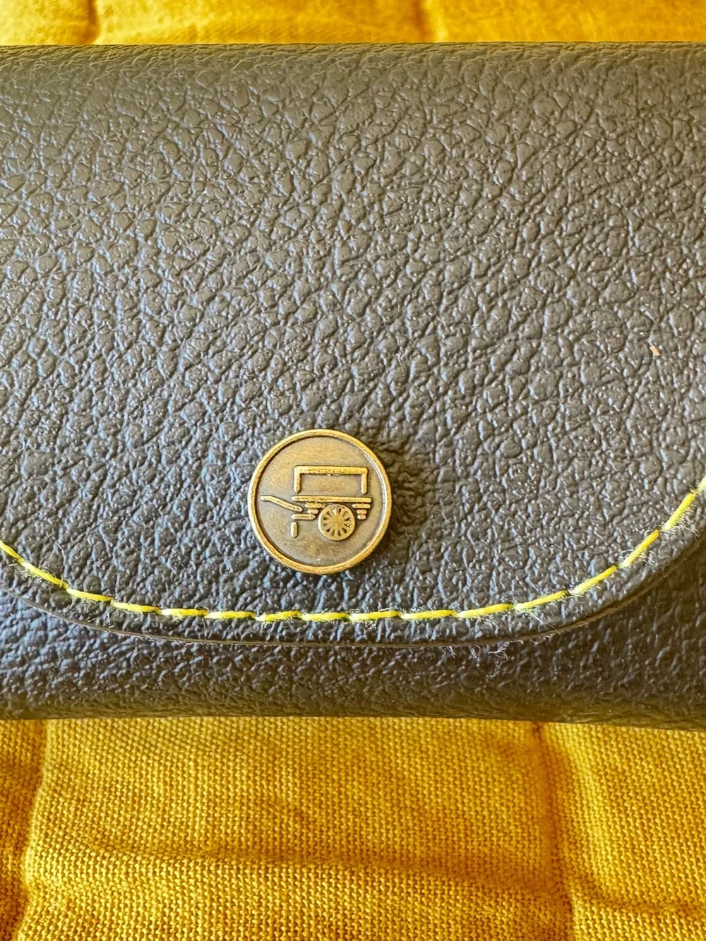 MOSCOT Leather Snap Case with Yellow Stitching
